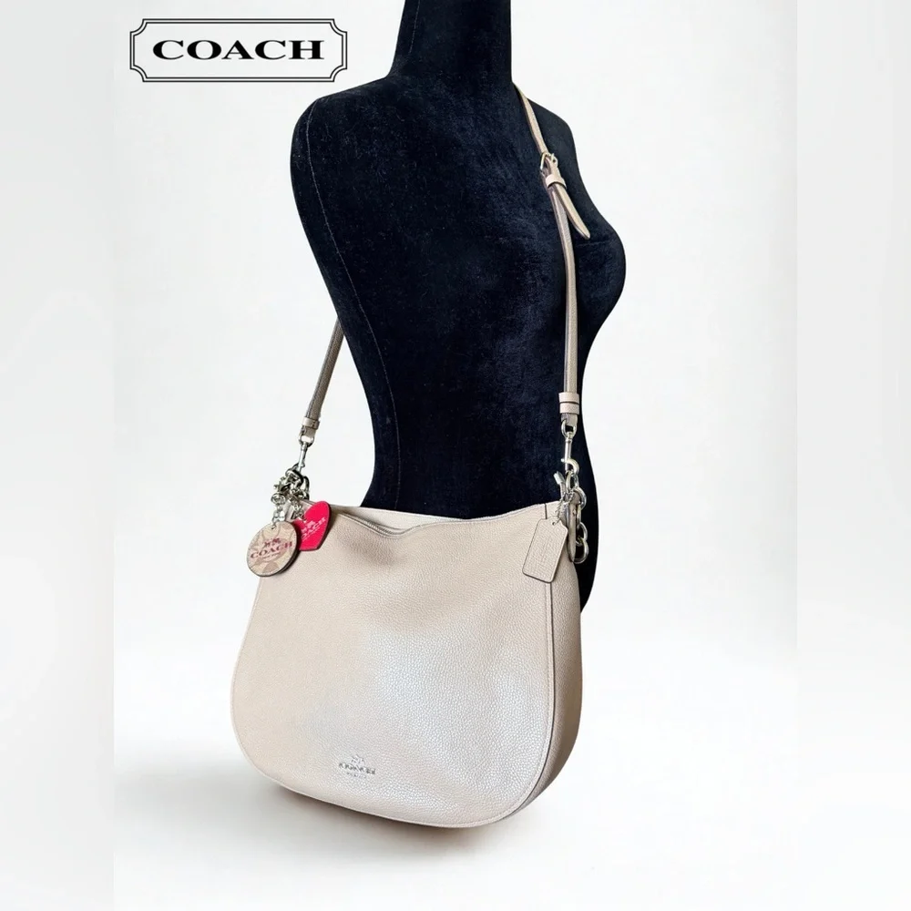 Coach Reversible Circular Bag Charm | Signature Canvas & Cranberry Leather | EUC - Picture 4 of 5